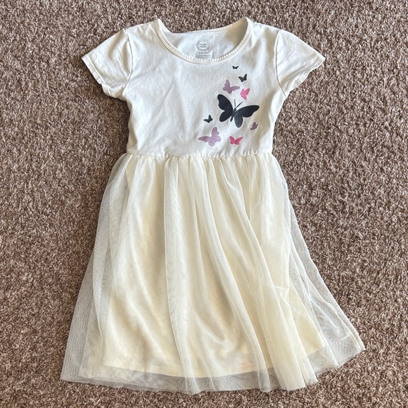 Charming Cream Butterfly Girls Dress - Picture 1 of 3
